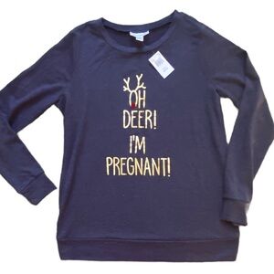 ‘Oh Deer! I’m Pregnant!’ Motherhood Maternity Reveal Tunic Top Stretch! Medium